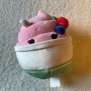 Squishmallows Angelica Pink Strawberry Yogurt Plush, small. Sprinkles Berries